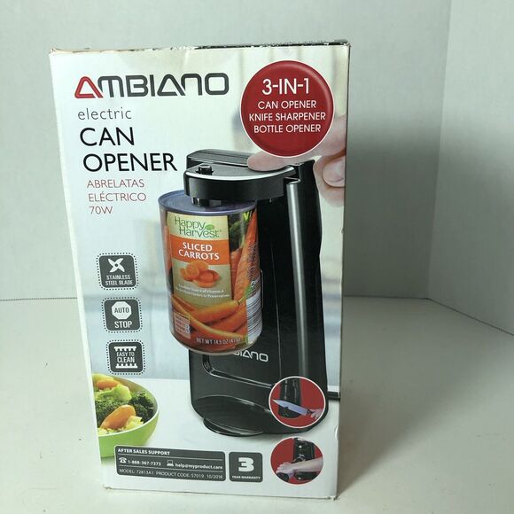 Ambiano Electric Can Opener 3‎ in 1 Opener Sharpener Model 72813A1 Steel F3 - Picture 1 of 9